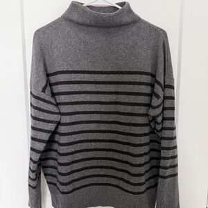 The Reset Charcoal and Black Striped Turtleneck Sweater